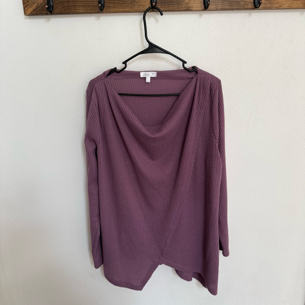 Jillian N Purple Knit Cowl Neck Sweater